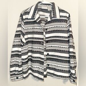 Alfred Dunner Black and White Striped Blazer